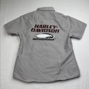 Womens Harley Davidson Screamin Eagle Performance Button Down Shirt Large L gray